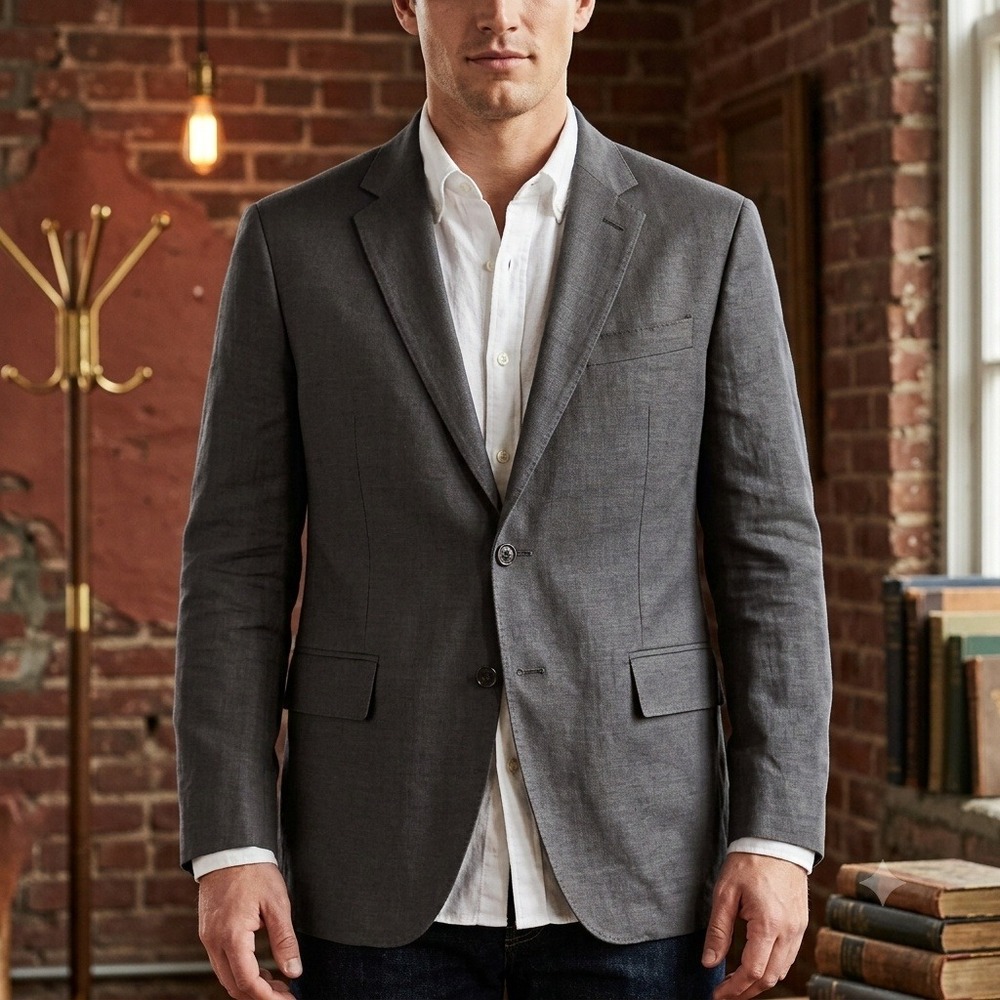 Todd Snyder Blazer Men 42R Gray Mayfair Fit 2-Button Linen Pick Stitching